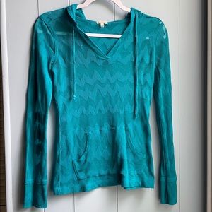Maurices teal hooded long sleeved shirt